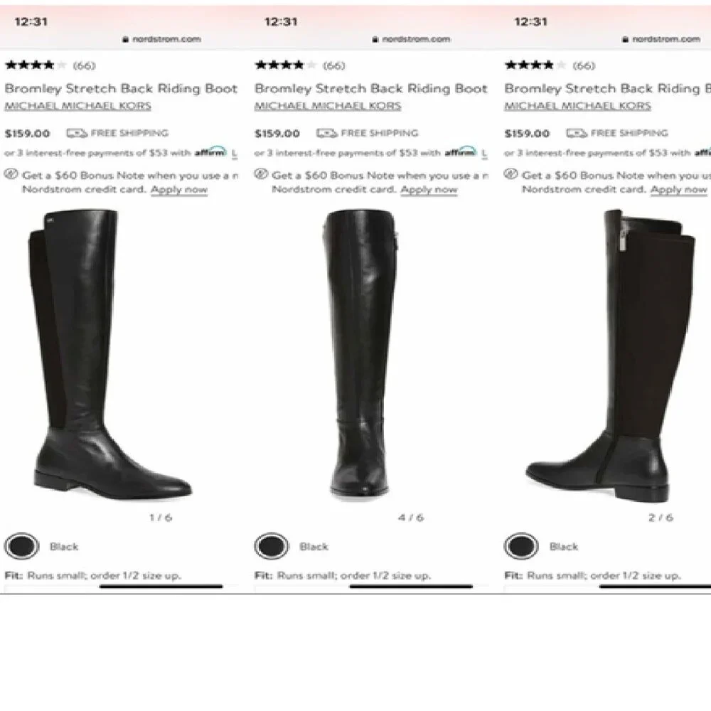 NWT Michael Kors Bromley Boots Womens Size 5 Over The Knee Black Leather Zip NEW